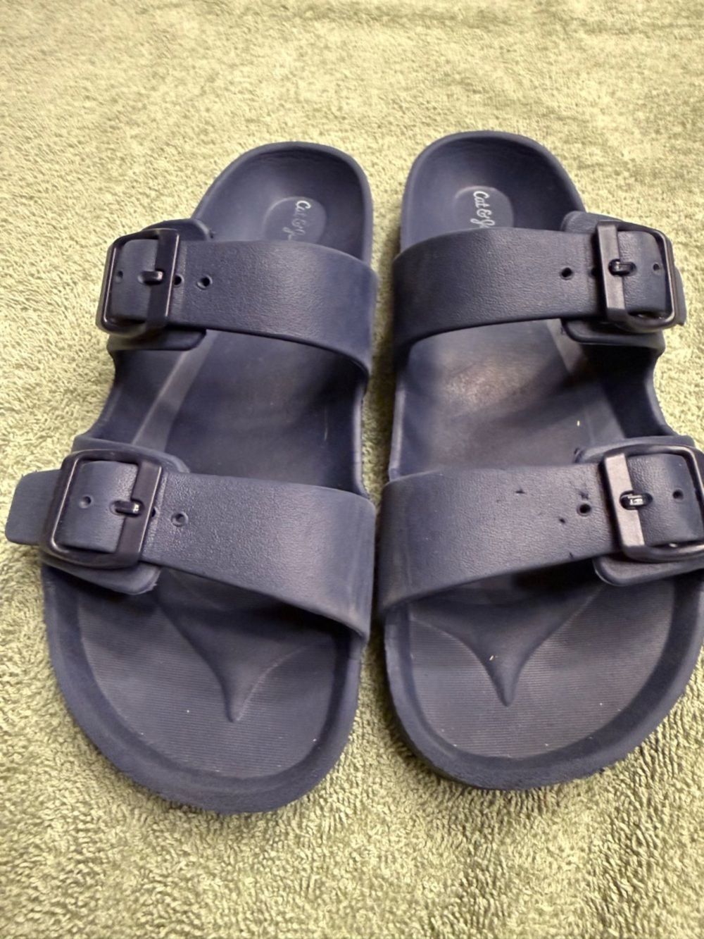 Cat & Jack Navy Blue Double Buckle Slide Sandals